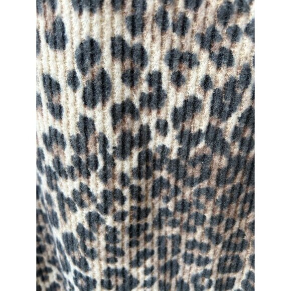 White Birch Women's‎ L Beige & Leopard Print Hooded Sweatshirt Dress - Picture 5 of 7